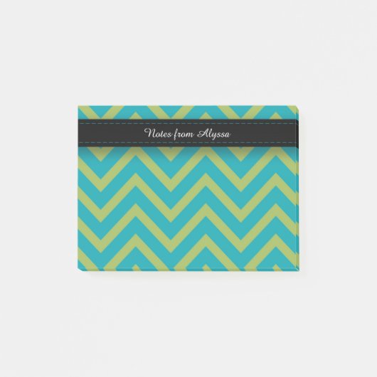 Blauw / Turquoise en Groen Chevron Post-it® Notes (Voorkant)