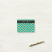 Blauw / Turquoise en Groen Chevron Post-it® Notes (Op bureau)