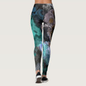 Blauw, Turquoise en Paarse abstract Leggings (Achterkant)