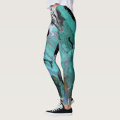 Blauw, Turquoise en Paarse abstract Leggings (Links)