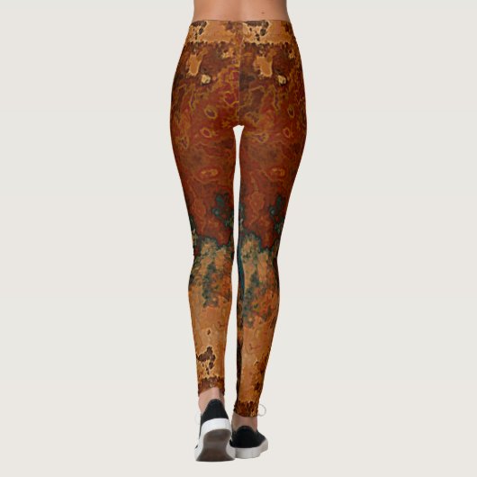 Blauw, Turquoise en Rust Marmer Abstract Leggings (Achterkant)