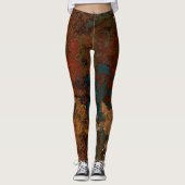 Blauw, Turquoise en Rust Marmer Abstract Leggings (Voorkant)