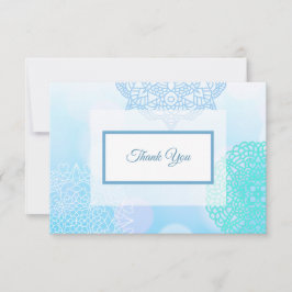 Blauw, Turquoise en Witte Mandala Dankjescart  Bedankkaart