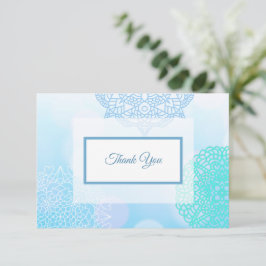 Blauw, Turquoise en Witte Mandala Dankjescart  Bedankkaart