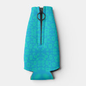 Blauw Turquoise Frosted glaspatroon Abstracte kuns Flesjeskoeler (Achterkant)