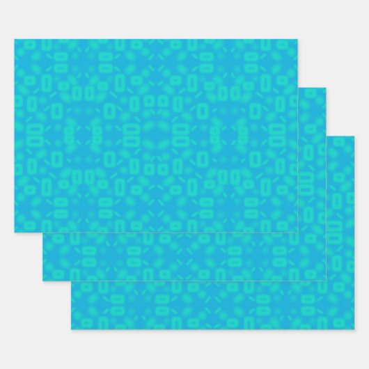 Blauw Turquoise Frosted glaspatroon Abstracte kuns Inpakpapier Vel (Set)