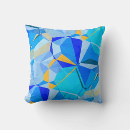 Blauw Turquoise & geel artistiek abstract design Kussen