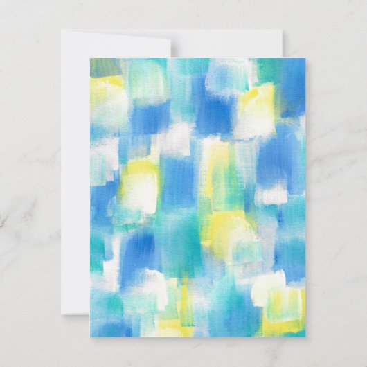 Blauw Turquoise Geel Modern Abstract Kaart (Achterkant)