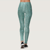 Blauw turquoise glitterpatroon leggings (Achterkant)
