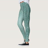 Blauw turquoise glitterpatroon leggings (Links)