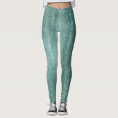 Blauw turquoise glitterpatroon leggings (Voorkant)