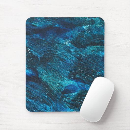 Blauw Turquoise Glitterpenseelstreek Muismat (Met muis)