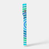 Blauw Turquoise Groen Violet Mideeuw Strepen iPhone Hoesje (Linkerkant)