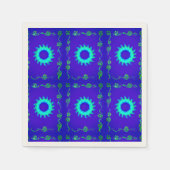 Blauw Turquoise Iriserende Bloem Kunst Servetten (Voorkant)