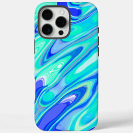 Blauw Turquoise Kleurrijke Abstracte Marmeren Text iPhone 16 Pro Max Hoesje