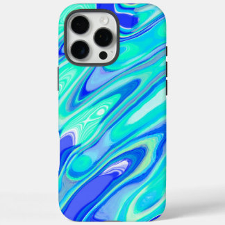 Blauw Turquoise Kleurrijke Abstracte Marmeren Text iPhone 16 Pro Max Hoesje