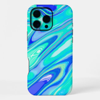 Blauw Turquoise Kleurrijke Abstracte Marmeren Text iPhone 16 Pro Max Hoesje