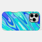 Blauw Turquoise Kleurrijke Abstracte Marmeren Text iPhone Hoesje (Achterkant horizontaal)