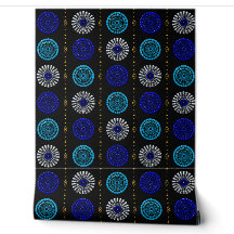 Blauw & Turquoise Kralen Medaillon Behang