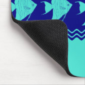 Blauw Turquoise Kust Engelenvis Strepen Muismat (Hoek)