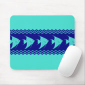 Blauw Turquoise Kust Engelenvis Strepen Muismat (Met muis)