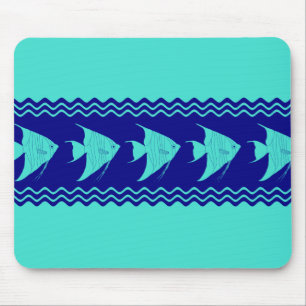 Blauw Turquoise Kust Engelenvis Strepen Muismat