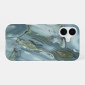 Blauw Turquoise Marmer Design iPhone 16 Hoesje (Achterkant horizontaal)