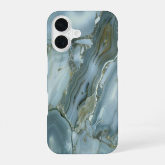 Blauw Turquoise Marmer Design iPhone 16 Hoesje
