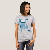 Blauw Turquoise MCM-geïnspireerde geometrische Abs T-shirt (Voorkant volledig)