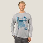 Blauw Turquoise MCM-geïnspireerde geometrische Abs Tri-Blend Shirt (Voorkant)