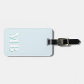 Blauw & Turquoise Minimal Modern Initiaal Monogram Bagagelabel (Voorkant horizontaal)