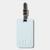 Blauw & Turquoise Minimal Modern Initiaal Monogram Bagagelabel (Voorkant verticaal)