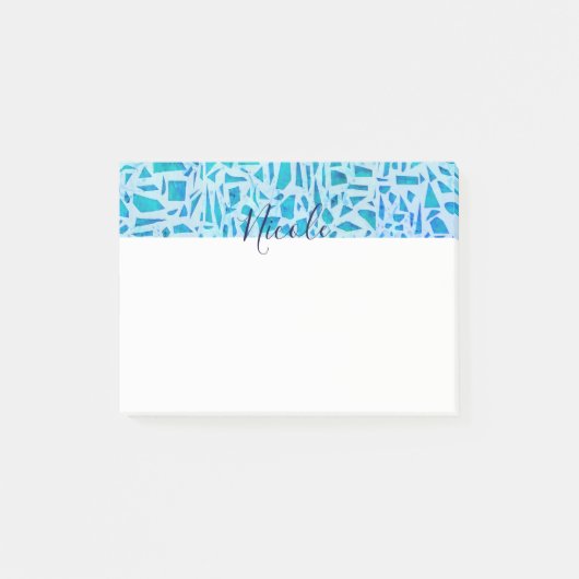 Blauw Turquoise Mozaïek Glas Tegel Modern Op Maat Post-it® Notes (Voorkant)