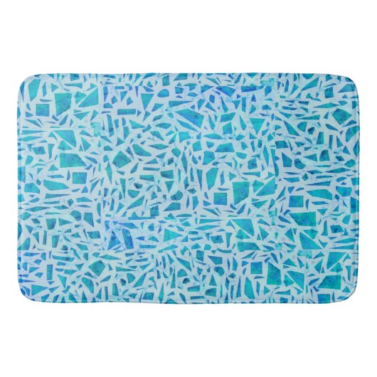 Blauw Turquoise Mozaïek Glas Tegels Modern Chic Badmat (Voorkant)
