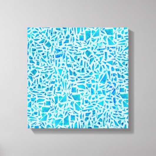 Blauw Turquoise Mozaïek Glas Tegels Modern Chic Canvas Afdruk (Voorkant)