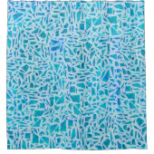 Blauw Turquoise Mozaïek Glas Tegels Modern Chic Douchegordijn (Voorkant)