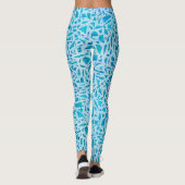 Blauw Turquoise Mozaïek Glas Tegels Modern Chic Leggings (Achterkant)