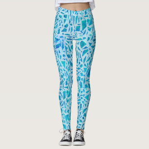 Blauw Turquoise Mozaïek Glas Tegels Modern Chic Leggings