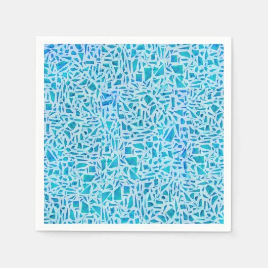 Blauw Turquoise Mozaïek Glas Tegels Modern Chic Servet (Voorkant)