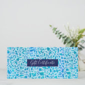 Blauw Turquoise Mozaïek Glas Tegeltje Cadeaubon (Staand voorkant)