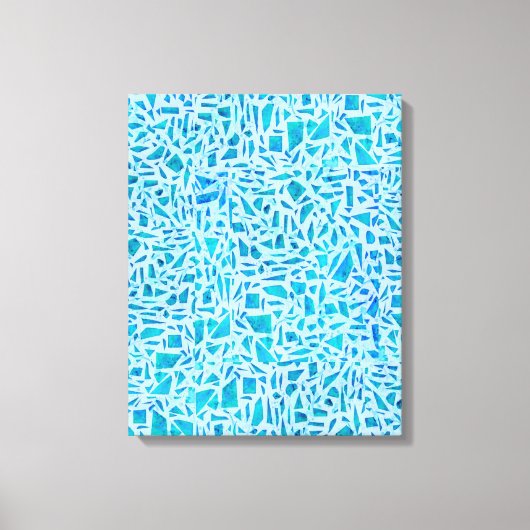 Blauw Turquoise Mozaïek Glazen Tegels Modern Chic Canvas Afdruk (Voorkant)
