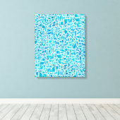 Blauw Turquoise Mozaïek Glazen Tegels Modern Chic Canvas Afdruk (Insitu (Houten vloer))