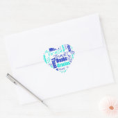 Blauw / Turquoise Multilingual Dank u Word Cloud Hart Sticker (Envelop)