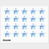 Blauw / Turquoise Multilingual Dank u Word Cloud Ster Sticker (Vel)