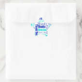 Blauw / Turquoise Multilingual Dank u Word Cloud Ster Sticker (Tas)