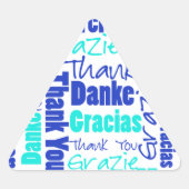 Blauw / Turquoise Multilingual Dank u Word Cloud Sticker (Voorkant)