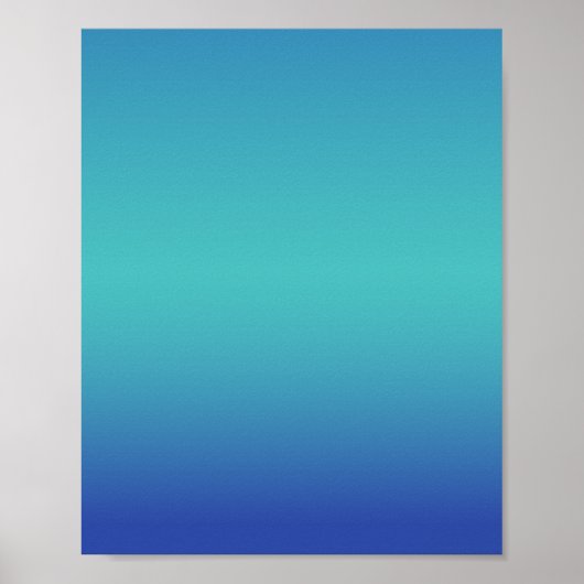 Blauw Turquoise Ombré Poster (Voorkant)