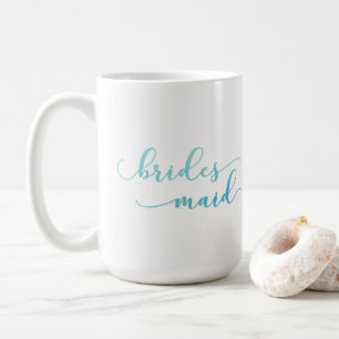 Blauw & Turquoise Ombre Waterverf Bruidsmeisje Cad Koffiemok