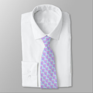 Blauw Turquoise Roze Violet Paars Veer Patroon Stropdas