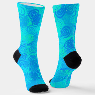 Blauw Turquoise Spiraalpatroon Sokken